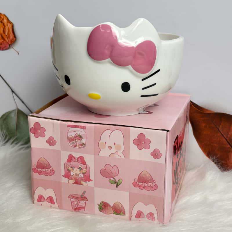 Cartoon Cute Cat Girl Heart Ceramic Bowl Salad Bowl Fruit Yogurt Bowl Exquisite Tableware Large Capacity
