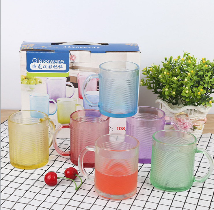 Juego de seis piezas de regalo publicitario en stock traje de tazón de ensalada de frutas de vidrio de color transparente