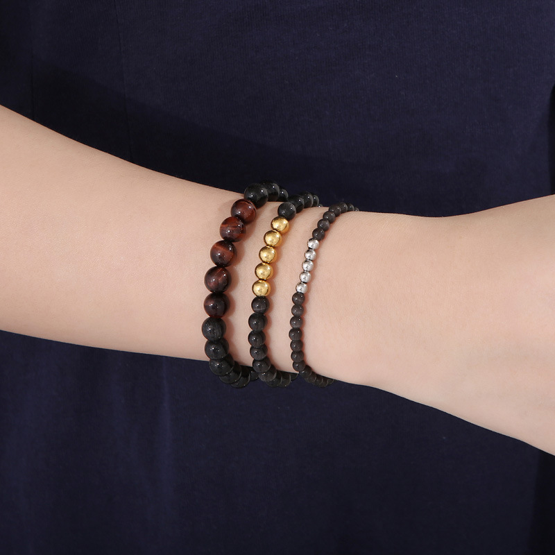 Ethnic Style Solid Color Stainless Steel opal Beaded Plating Bracelets 1 Piece