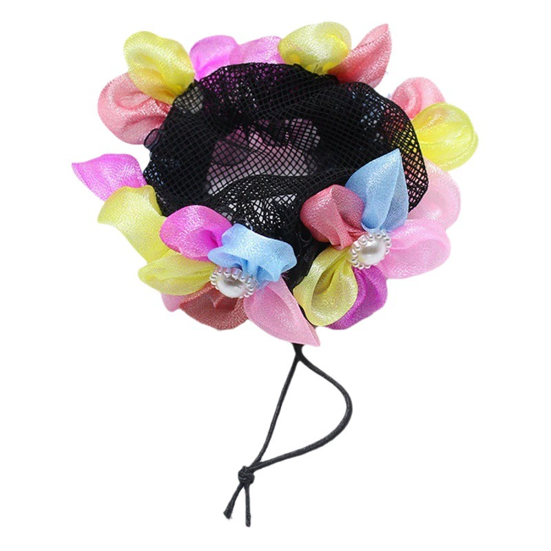 Детский головной убор цветок с кулиской эластичная сетка для волос маленькая принцесса сетка с шаровой головкой Карманный танцевальный головной убор аксессуары для волос оптом