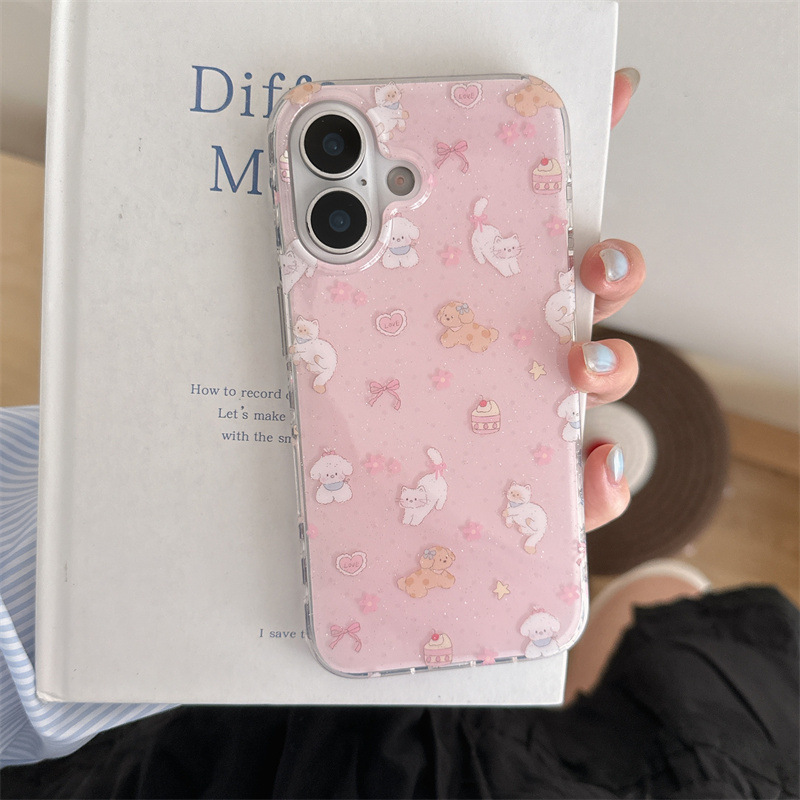 Niña ins lindo gato perro apta iphone15 brillo 16ProMax Apple 13/14 funda para teléfono móvil 16