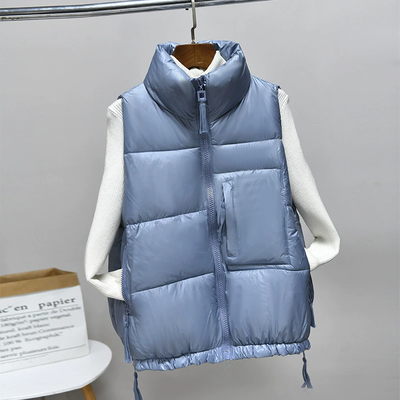 Яркий пуховый хлопковый жилет, женский осенне-зимний новый короткий СВОБОДНЫЙ Модный жилет в Корейском стиле, хлопковое пальто, пальто для внешней торговли