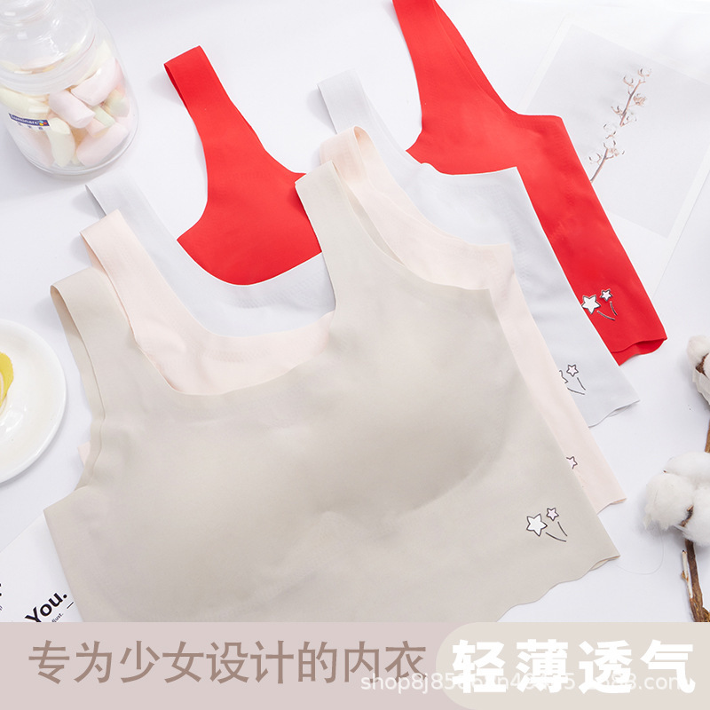 Seamless Girls' Intimates Development Period Mid-Length Vest Girls Kidsren Junior High School and High School Student Bra Summer Thin Style