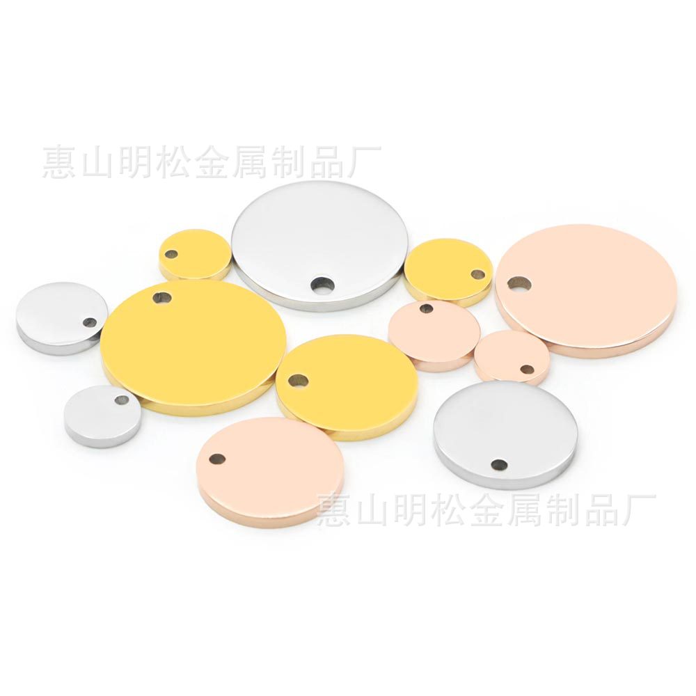 Pet Dog Brand Titanium Steel Round Small Pendant Pendant Pendant Blank Mirror Pendant Laser Anti-lost Accessories