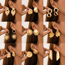 欧美跨境饰品 时尚液态熔岩爱心耳钉 不规则光面几何合金Earring
