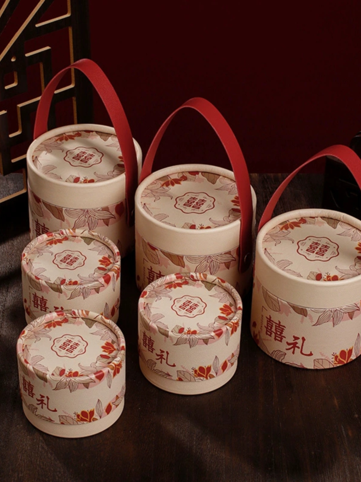 Xi Manzhi 2025 nueva caja de dulces de boda caja de regalo de embalaje de dulces caja de cartón vacía redonda