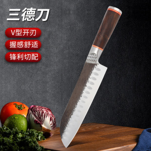 Hammer Pattern Chopping Chef Knife Stainless Steel Butcher Slicing Knife Wooden Handle Longquan Chopping Bone and Meat Cutting Dual-purpose Kitchen Knife