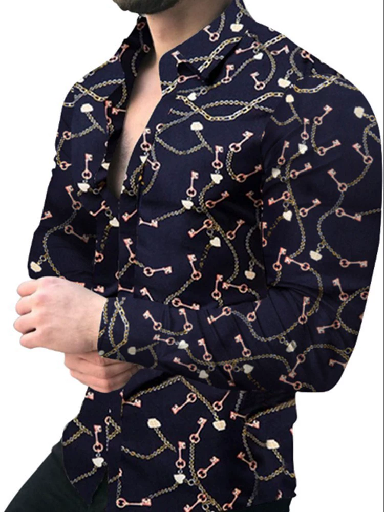 Мужская повседневная футболка-подshirt с принтом, длинный рукав