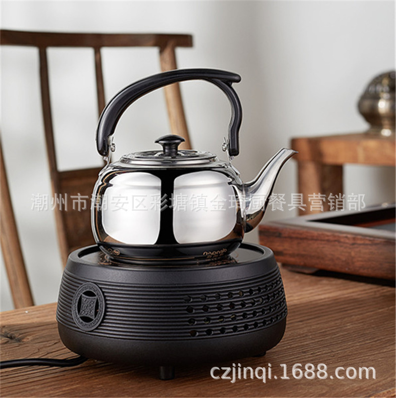 Acero inoxidable alcohol estufa tetera inducción olla hirviendo cafetera fuego directo tetera blanco y negro