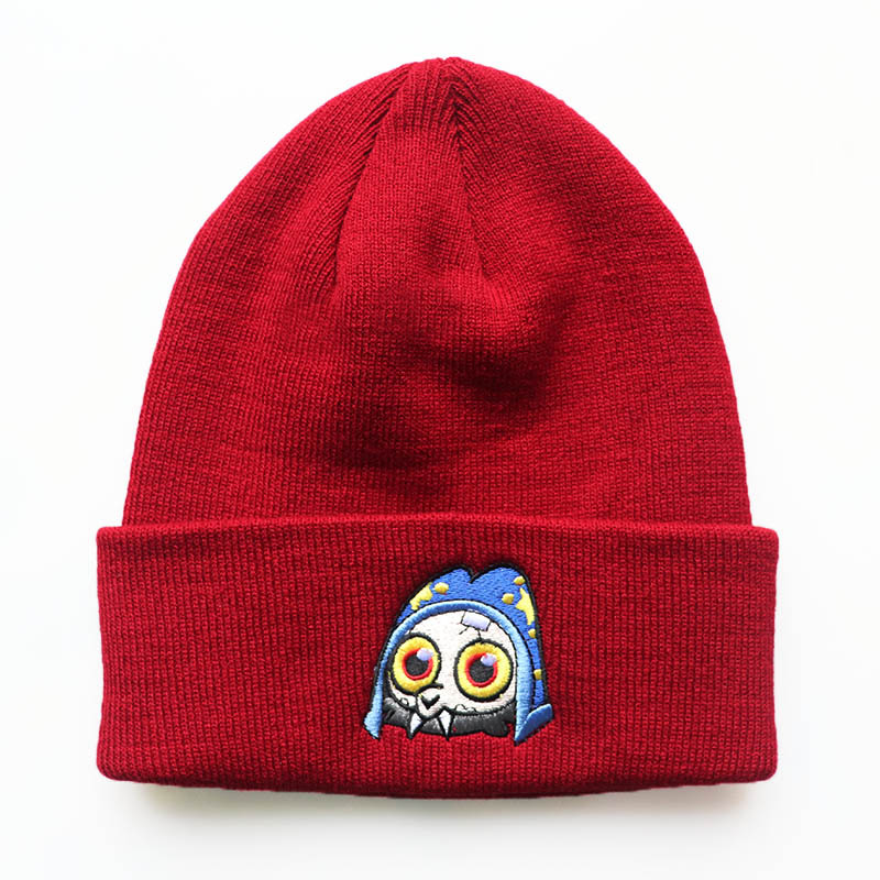 Men and women's fashionable and cute cartoon character pullover hat, embroidered knitted hat, autumn and winter outdoor hexagonal wool hat, warm hat_voghion.com
