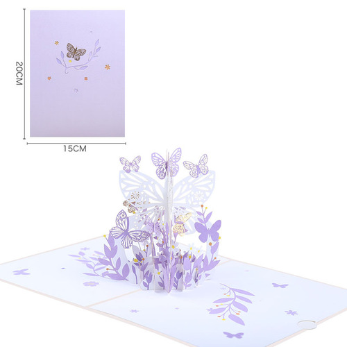 Valentine's Day 3D Greeting Card Butterfly Basket Blessings 3D Paper Sculpture Creative Gift Post Letter Card Paper Sculpture Wholesale
