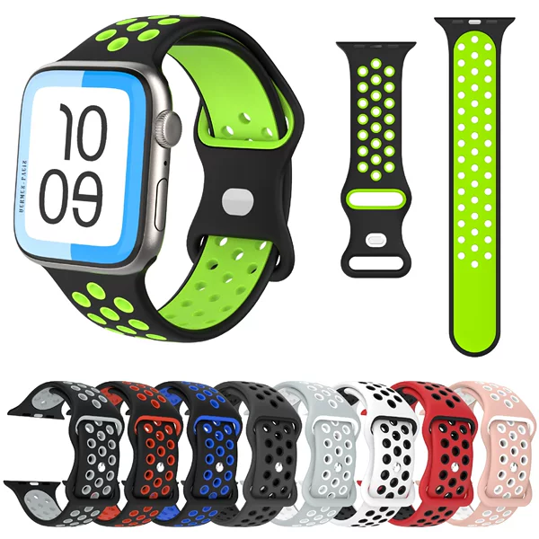Suitable for Apple Watch Ultra9876543210 Generation Se 8-Shaped Buckle Butterfly Buckle Two-Color Silicone Strap