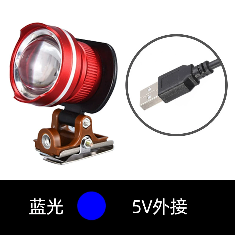 USB Blu-ray ночной рыболовный свет зум счет head рыболовная головка рыболовный свет рыболовный свет белый свет желтый свет двойной свет подключен к зарядному сокровищу 5В
