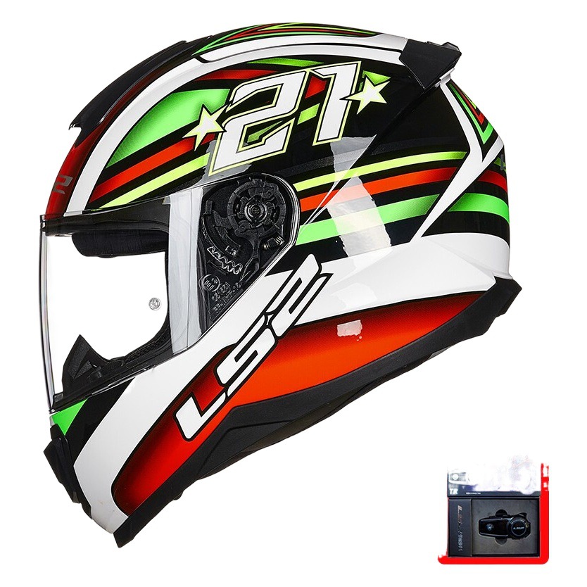 LS2 casco de la motocicleta casco completo de la motocicleta de los hombres hembra Four Seasons universal anti-niebla coche eléctrico cola grande enviar Bluetooth FF802