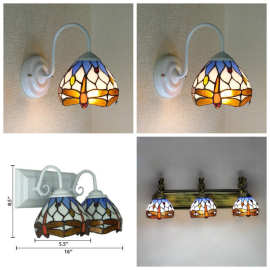 宝华蒂芙尼灯饰厂家直销蒂凡尼创意欧式锌合金壁灯田园蜻蜓床头灯