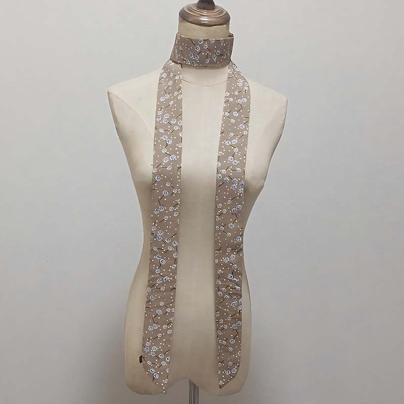 韓国版の細い細い長さの小さいスカーフの女性はバッグの取っ手を縛って春夏の秋のシフォンのプリントの小さいスカーフのマフラーを持ちます。|undefined