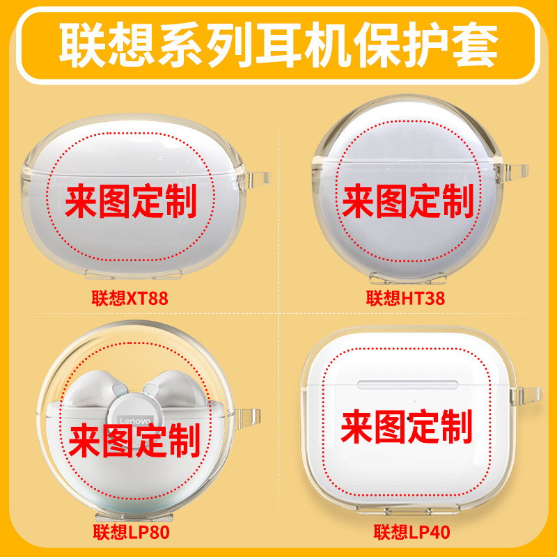 Applicable to Lenovo earphone protective case tpu transparent earphone protective case drop-resistant dustproof soft case diy earphone case