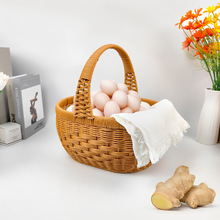 手工编织仿藤花篮手提篮田园diy创意藤编水果篮子买菜篮