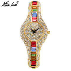 Alibaba.com Hot Selling Diamond Accented Stone Full Diamond Fashion Watches European High-End Women's Watches Factory Dropshipping