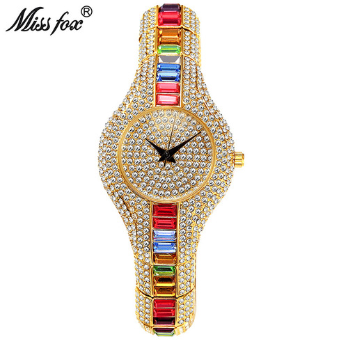 Alibaba.com Hot Selling Diamond Accented Stone Full Diamond Fashion Watches European High-End Women's Watches Factory Dropshipping