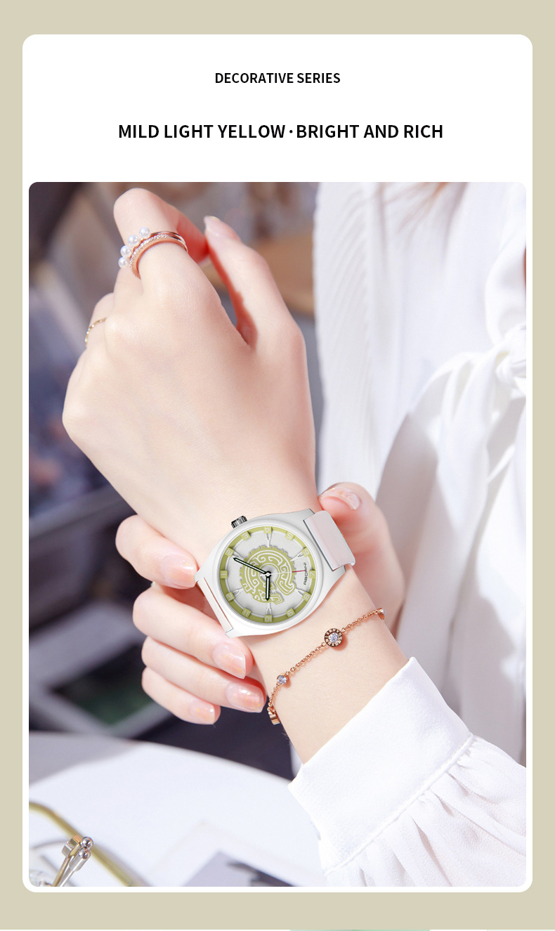 Grenziwwerschreidend populär Yaboni modesch Jade Dragon Jue Silikonband Auer Quartz Auer Damen waasserdicht Liichtauer_voghion.com