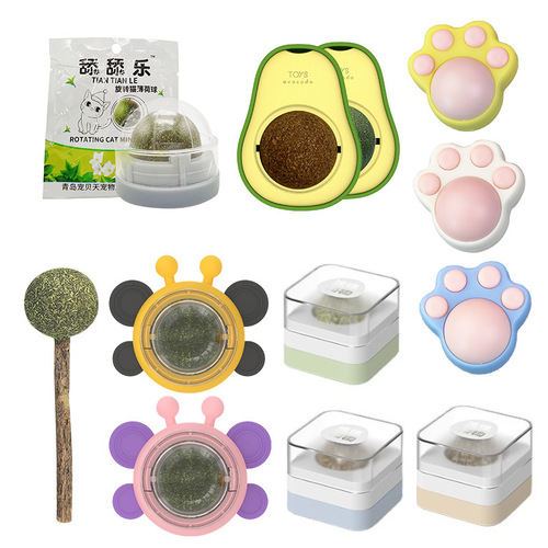 Cat Mint Ball Licking Roco Sticky Rotating Mint Ball Wooden Polygonum Hair Removing Ball Teeth Cleaning Cat Candy Cat Snacks