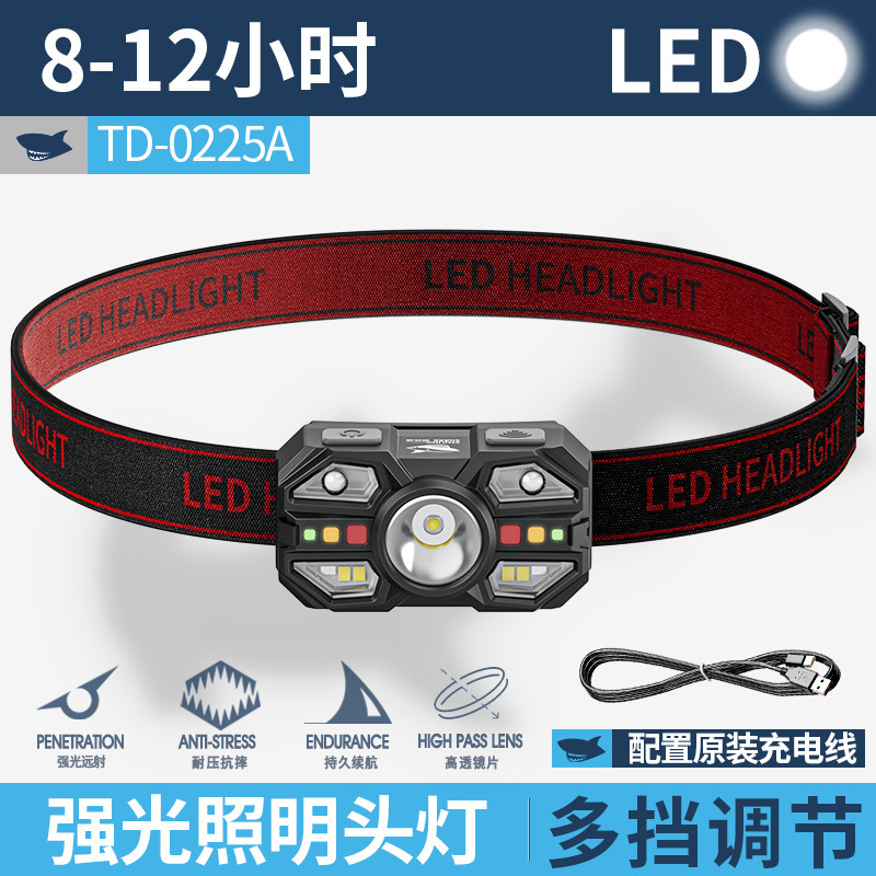 跨境户外感应式夜钓头戴灯红白双光迷你头灯便携式迷你聚泛光ABS|undefined
