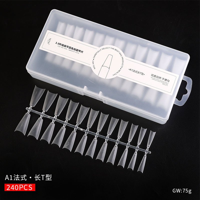 Parche de uñas trapezoidal corto pulido sin grabado ultrafino y sin costuras