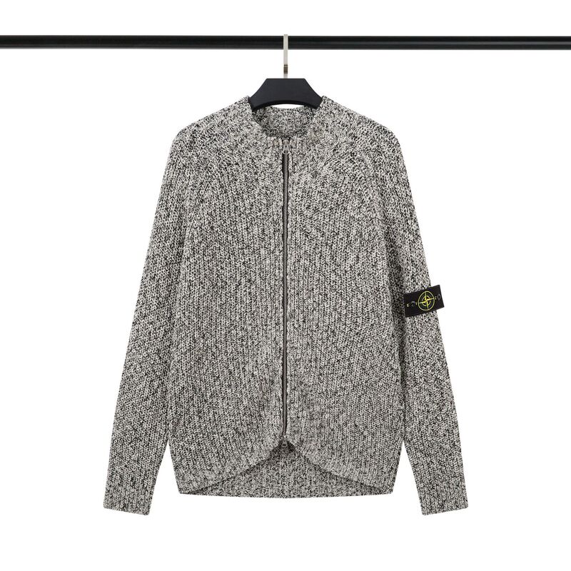 Cross-Border Stone Stone Island Double Zipper Round Neck Long-Sleeved Raglan Jacket Sweater for Men and Women Ius