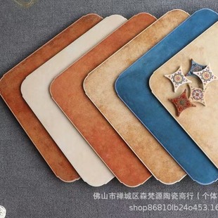 Ceramic Tiles 500X500 American Country-Style Antique Tiles with Corner Flowers for Living Room and Bedroom, Non-Slip Floor Tiles, Pastoral Style