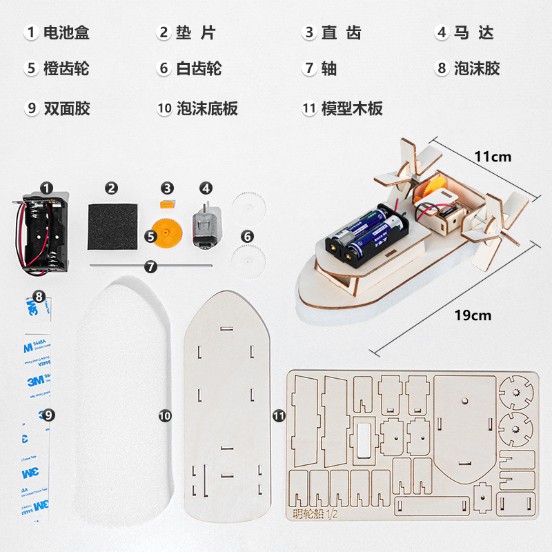 パドルボート木製技術少量生産児童生徒手作り DIY パズル科学実験教材材料