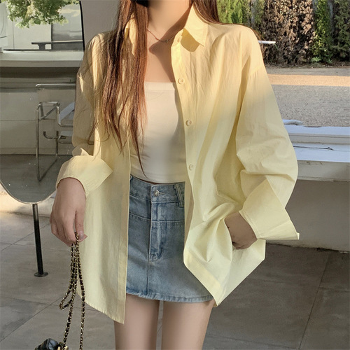 Photographed 2024 Summer French Style White Women's Loose Fit Shirt Design Fashion Niche Long Sleeve Sun Protection Top