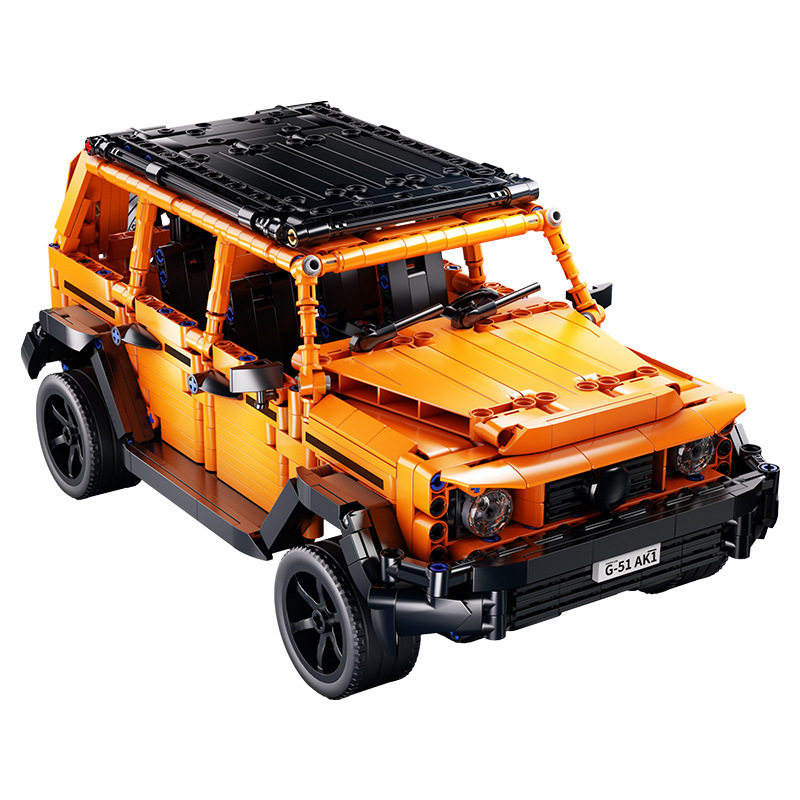 Compatible con Lego Orange Big G todoterreno modelo de coche deportivo niño ensamblado juguetes para niños bloques de construcción coche de control remoto