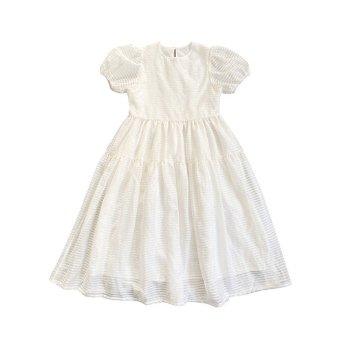 2024女童礼服公主裙夏季韩版童装圆领连衣裙中大儿童走秀主持长裙