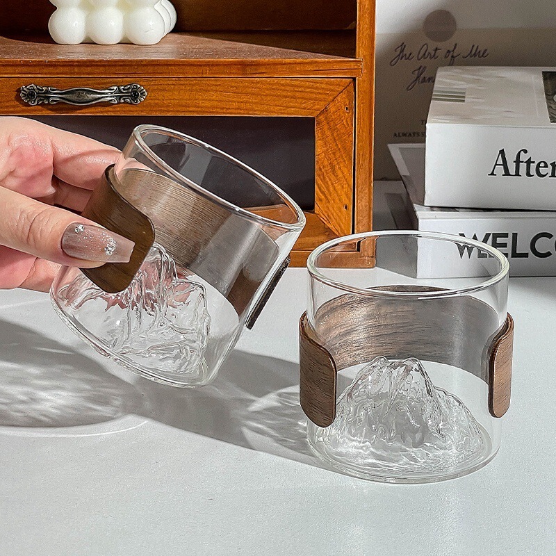Household Japanese Mountain View Cup Borosilicate Glass Tea Cup Fuji Mountain Whisky Cup Vintage Mountain View Wine Cup Household Japanese Mountain View Cup Borosilicate Glass Tea Cup Fuji Mountain Whisky Cup Vintage Mountain View Wine Cup