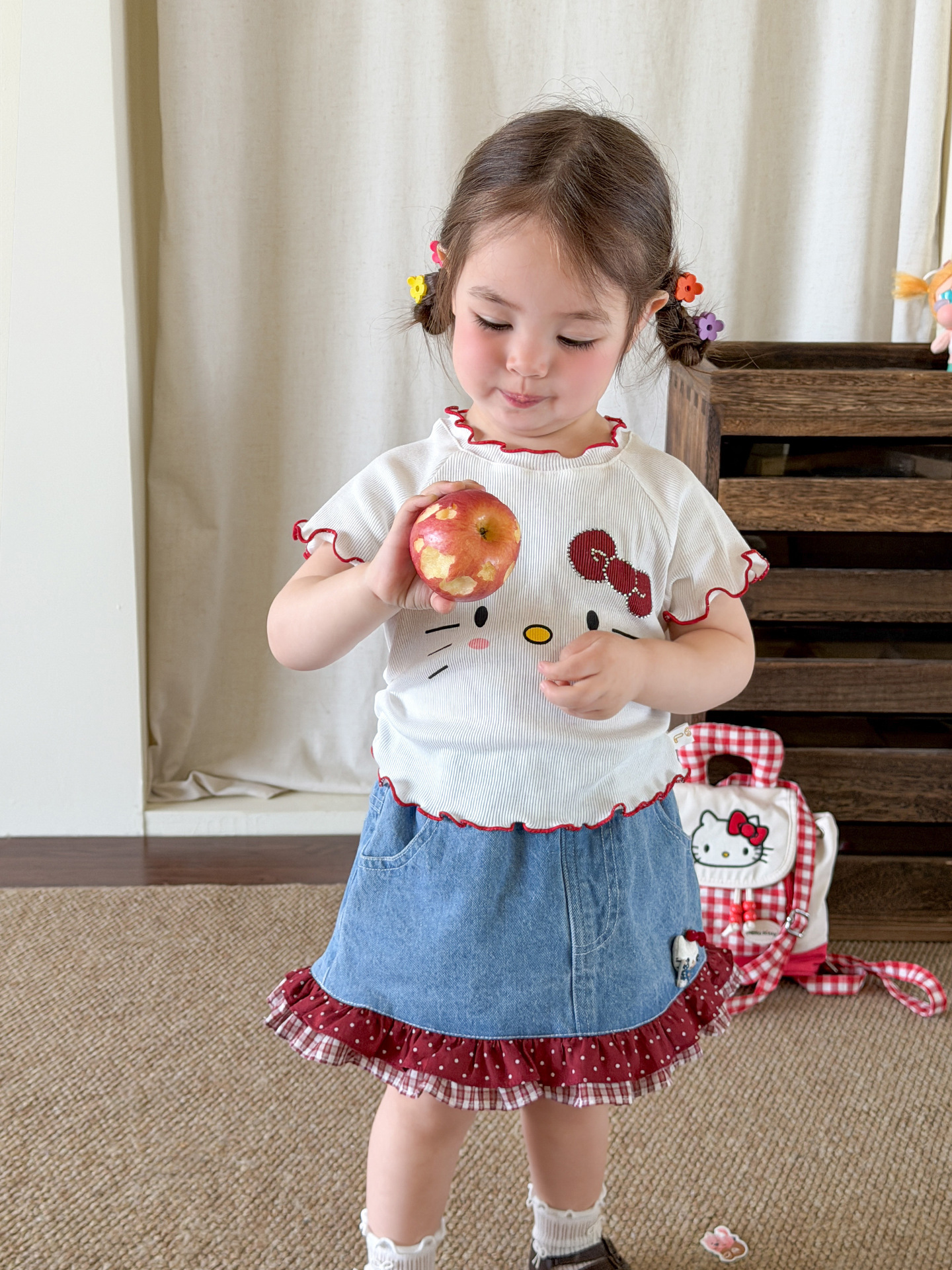 Caña de azúcar de pera ropa infantil niñas falda delgada verano 2026 falda de niños clase A bolsa de bebés falda corta de vaqueros