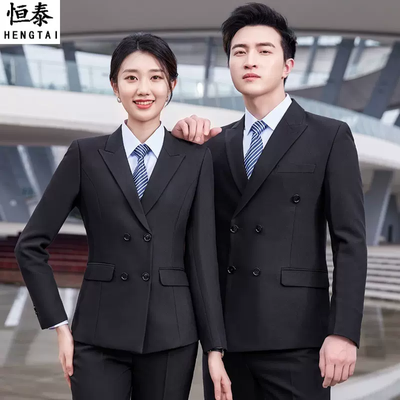 男女同款双排扣西装套装商务正装西服职业工装保险销售银行工作服