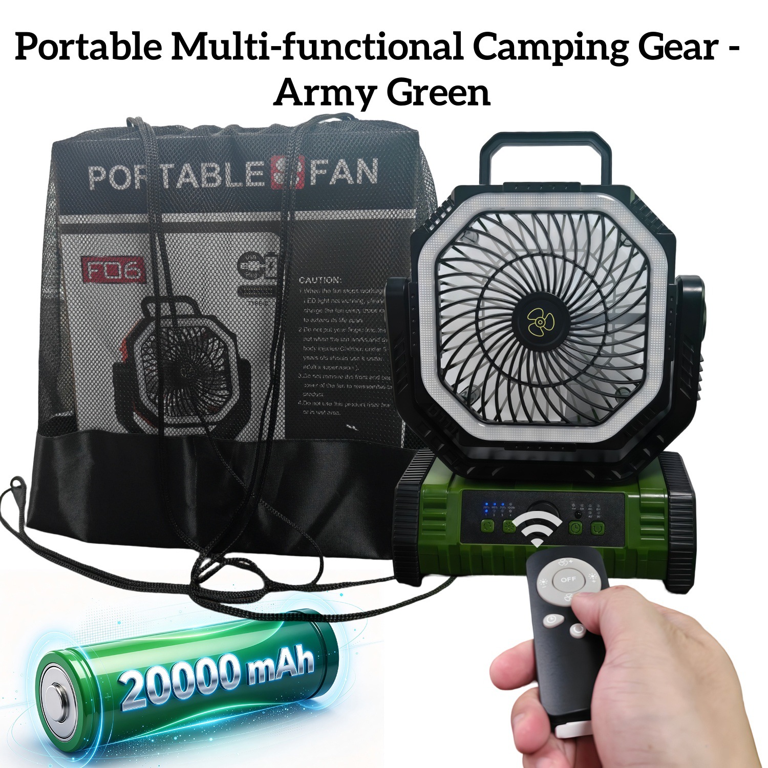 Ventilador Portátil de Camping con Luz USB con Luz LED y Batería de Emergencia para Tienda de Campaña y Pesca image 10