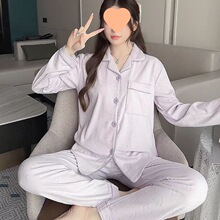 秋冬加厚保暧德绒长袖压花纯色纽扣简约休闲可外穿网红睡衣家居服