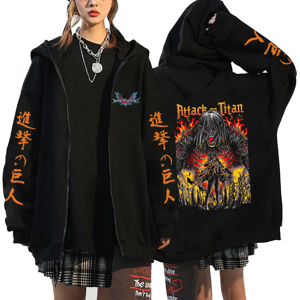 Anime Attack On Titan Men Women Zip Hoodies Yeager Eren
