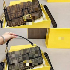 欧美新款vintage经典老花手提包单肩斜挎女包复古F家法棍包腋下包