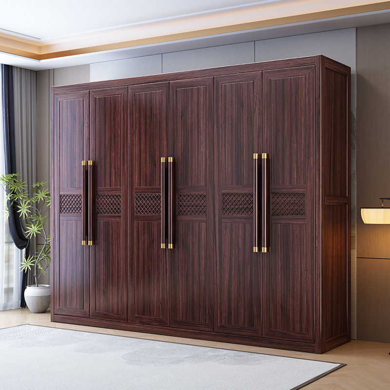 Nuevo armario de madera de ébano de estilo chino, moderno y simple, hogar, apartamento grande y pequeño, armario del dormitorio principal de almacenamiento y almacenamiento