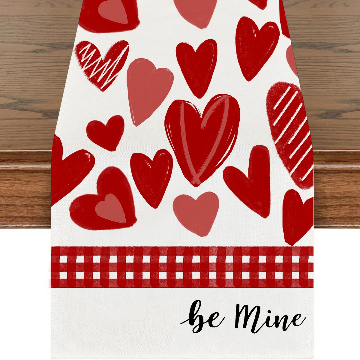 Artículos populares transfronterizos: Mantel para restaurante del Día de San Valentín, camino de mesa de lino con estampado de dibujos animados, mantel individual a prueba de polvo y resistente a las manchas, cubierta para mesa de café.