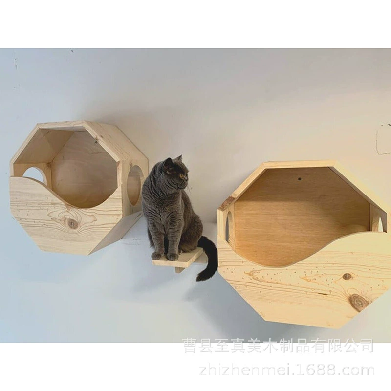 Moe Help Большая стойка для кошек Стойка для скалолазания для кошек из цельного дерева Cat Lounge Платформа Стойка для кошек Деревянная стойка для домашних животных