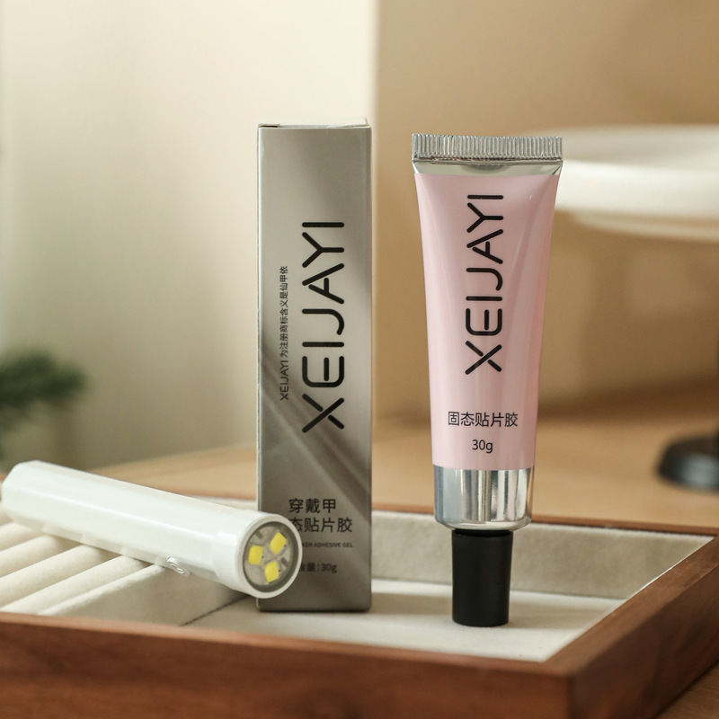 Solid Patch Adhesive Wearable Nail Adhesive Gel Long-Lasting, Strong and Non-Rebound Nail Patch Adhesive for Nail Salons