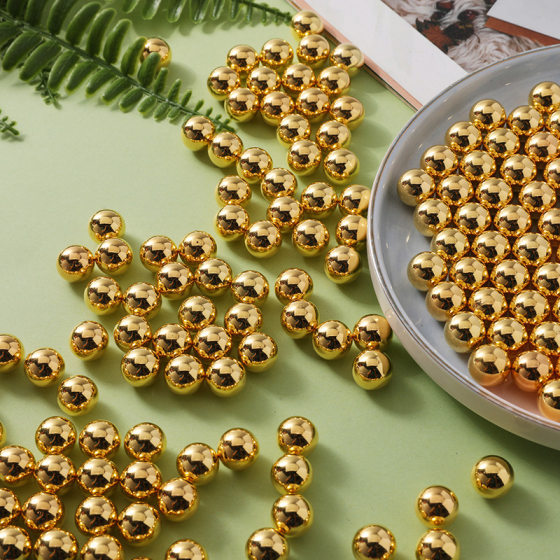 Color retention gold beads silver beads spacer beads non-porous round beads automatic machine nail beads accessories diy decorative material accessories