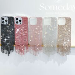 豪華なフラッシュドリルはアップルiPhone15ProMaxの手作業ドリル14ProMax羽糸転倒防止携帯ケースに適用されている