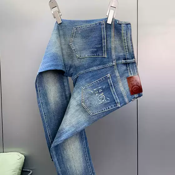 Premium Men's Relaxed Straight Leg Jeans for Spring/Summer Casual Light Blue