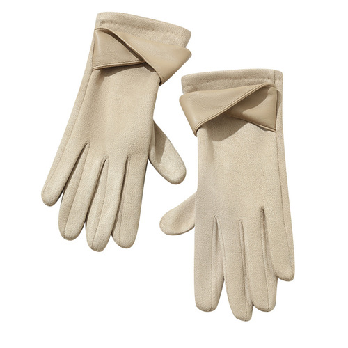 Thermal Lined Insulated Cold-Resistant Xinji Deer Hide Winter Windproof Fashion Riding Driving Five-Finger Gloves for Women