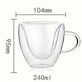 El nuevo vaso creativo de doble capa en forma de corazón se puede imprimir con un logotipo. Taza de agua con aislamiento térmico. Taza de corazón de melocotón. Taza de café de vidrio.